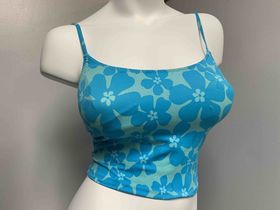 LIGHT BLUE FLORAL TANKINI SIZE SMALL